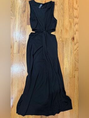 Beyond Yoga Black Twist-Knot Cutout Maxi Dress